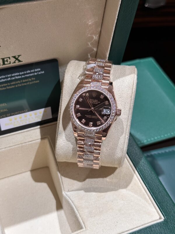 Rolex DateJust 18K Rose Gold Wrapped Custom Diamonds Moissanite 31mm (5)