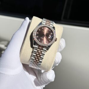 Rolex DateJust Custom Moissanite Diamonds Bezel Chocolate Dial 31mm (1)