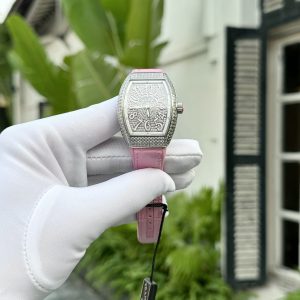 Franck Muller V32 Full Diamonds Replica Watch ABF Factory Pink Color 32x40mm (1)