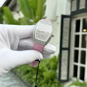 Franck Muller V32 Full Diamonds Replica Watch ABF Factory Pink Color 32x40mm (1)