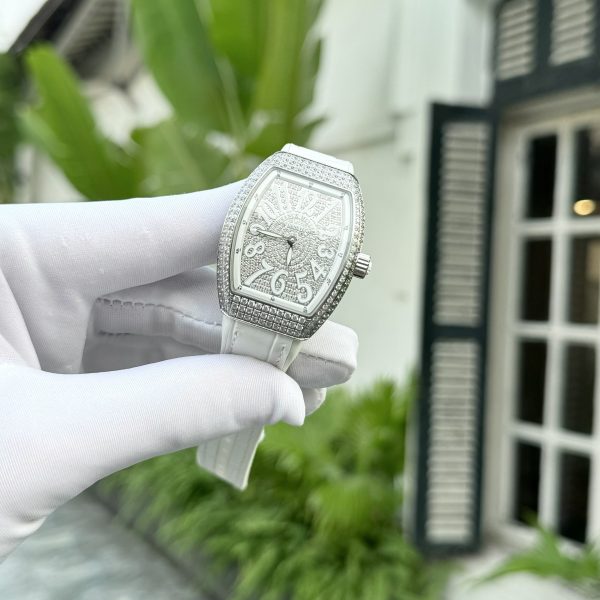 Franck Muller V32 Full Diamonds Replica Watch White Color ABF 32x40mm (1)