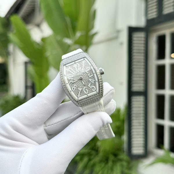 Franck Muller V32 Full Diamonds Replica Watch White Color ABF 32x40mm (1)