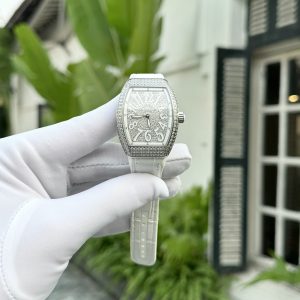 Franck Muller V32 Full Diamonds Replica Watch White Color ABF 32x40mm (1)