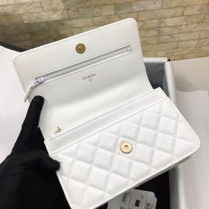 Chanel 23S Ribbon Chain Wallet On Chain Replica Handbags White Color 19cm