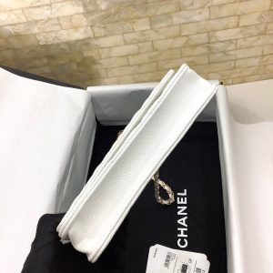 Chanel 23S Ribbon Chain Wallet On Chain Replica Handbags White Color 19cm