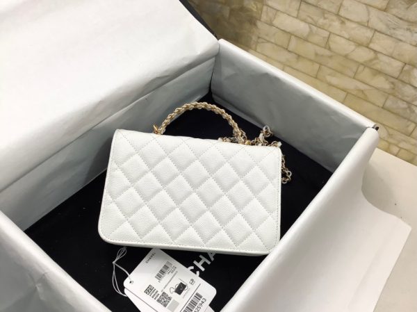 Chanel 23S Ribbon Chain Wallet On Chain Replica Handbags White Color 19cm