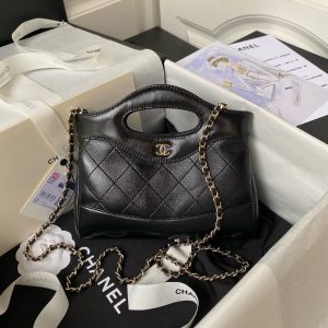 Chanel 31 Mini Nano Leather Black Replica Handbags 21cm