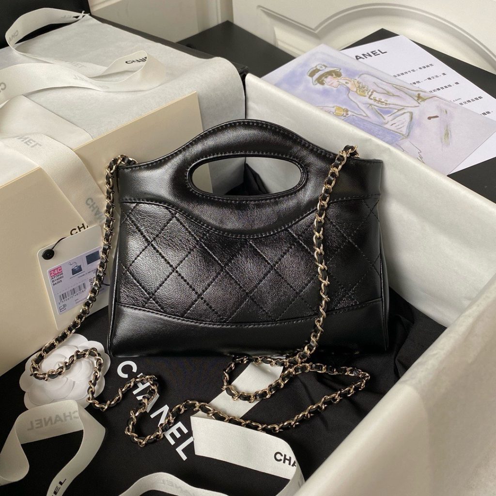 Chanel 31 Mini Nano Leather Black Replica Handbags 21cm