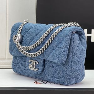 Chanel Flap Women Blue Replica Handbags 19cm