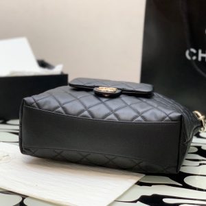 Chanel Maxi Hobo Leather Plain Replica Handbags Black Color 29cm