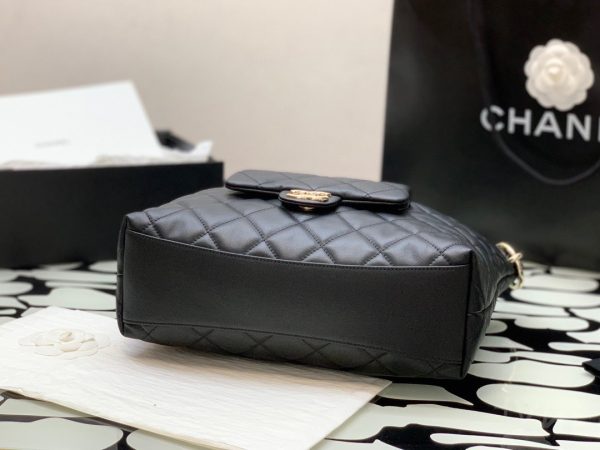 Chanel Maxi Hobo Leather Plain Replica Handbags Black Color 29cm