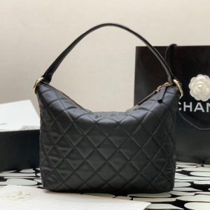 Chanel Maxi Hobo Leather Plain Replica Handbags Black Color 29cm