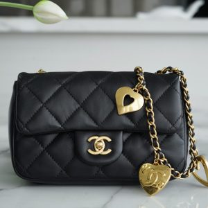 Chanel Mini Flap Leather Black Women Replica Handbags 20cm