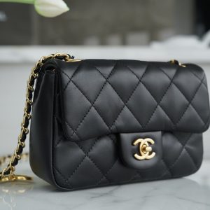 Chanel Mini Flap Leather Black Women Replica Handbags 20cm