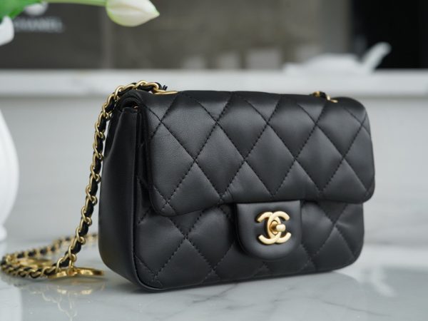 Chanel Mini Flap Leather Black Women Replica Handbags 20cm