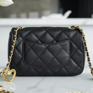 Chanel Mini Flap Leather Black Women Replica Handbags 20cm