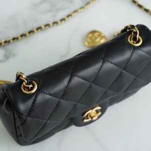 Chanel Mini Flap Leather Black Women Replica Handbags 20cm