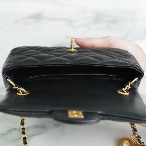 Chanel Mini Flap Leather Black Women Replica Handbags 20cm