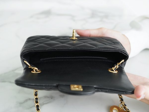 Chanel Mini Flap Leather Black Women Replica Handbags 20cm