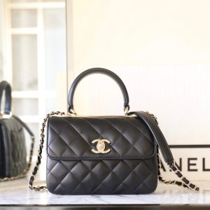 Chanel Trendy Mini Women Leather Black Replica Handbags 20cm