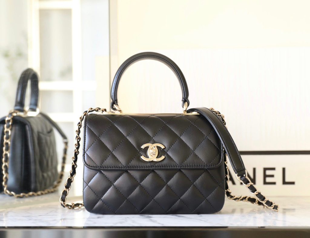 Chanel Trendy Mini Women Leather Black Replica Handbags 20cm