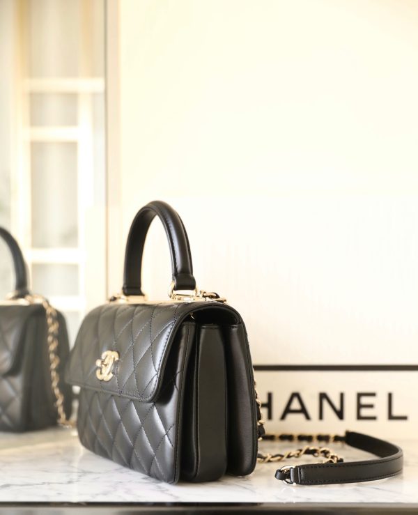 Chanel Trendy Mini Women Leather Black Replica Handbags 20cm