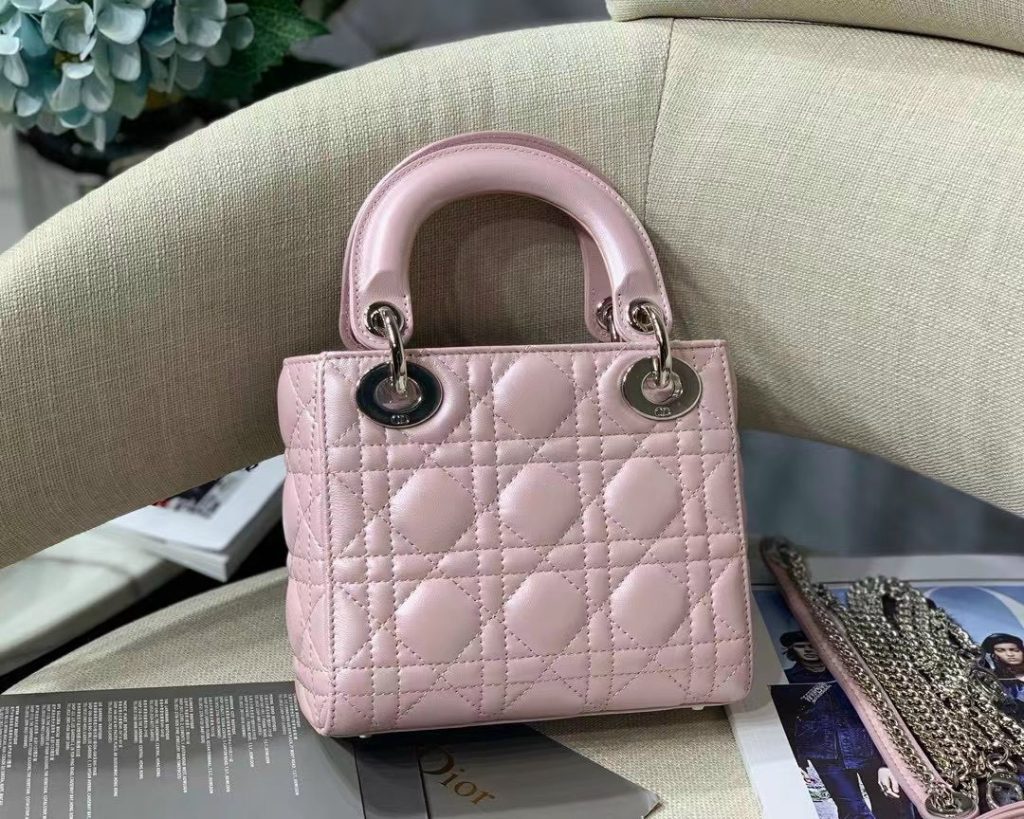 Dior Lady Mini Women Pink Color Replica Handbags 18cm