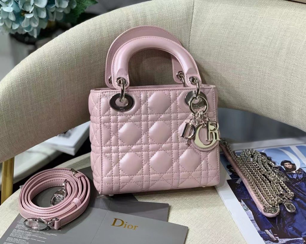 Dior Lady Mini Women Pink Color Replica Handbags 18cm