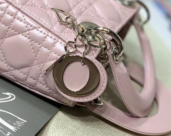 Dior Lady Mini Women Pink Color Replica Handbags 18cm