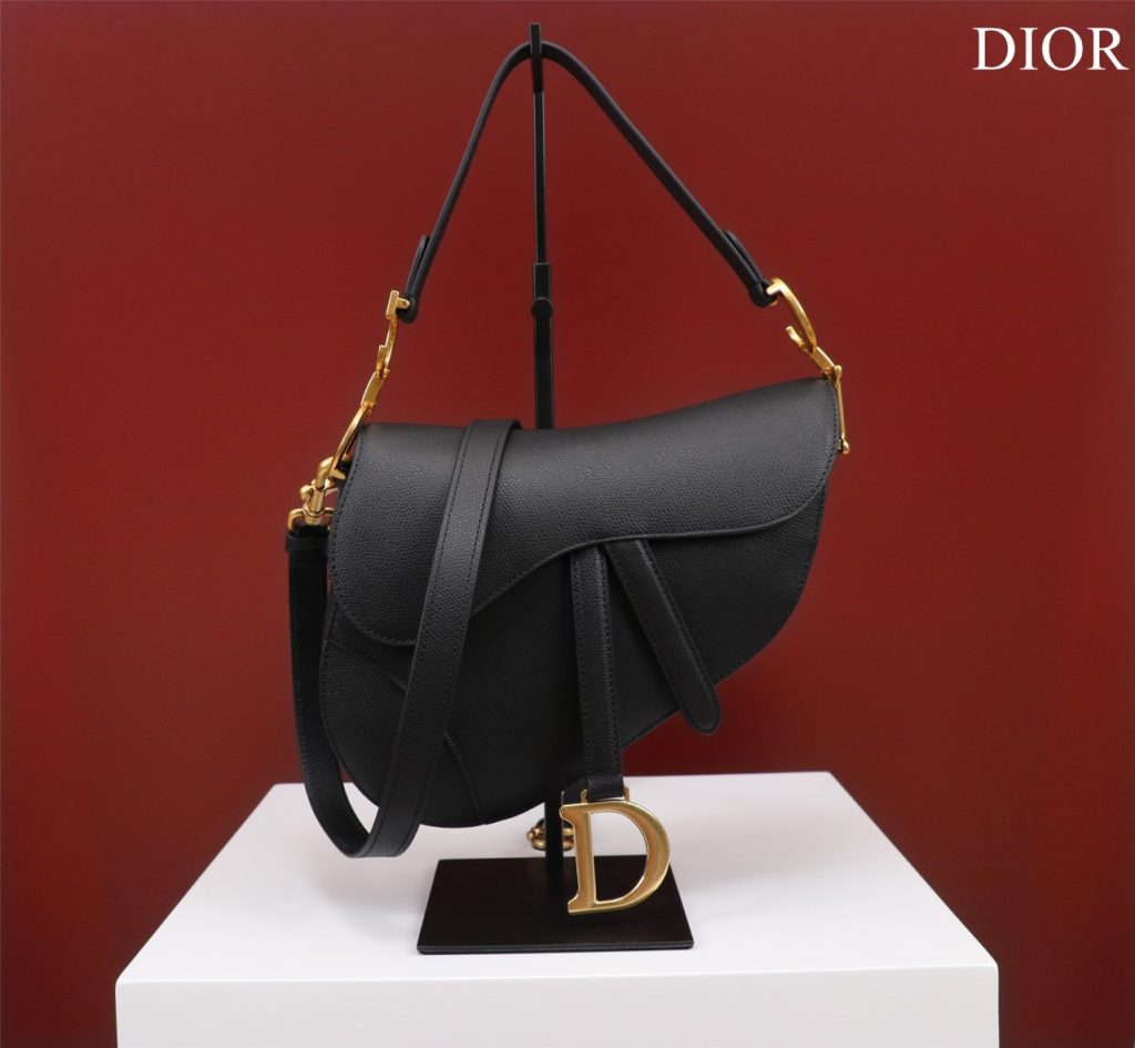 Dior Saddle With Strap Replica Handbags Gold Lock 25cm (2)