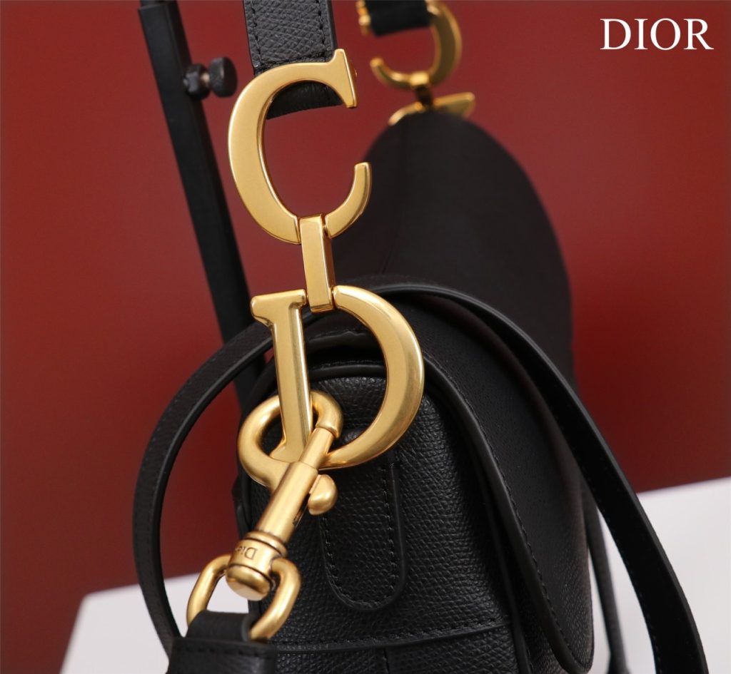 Dior Saddle With Strap Replica Handbags Gold Lock 25cm (2)