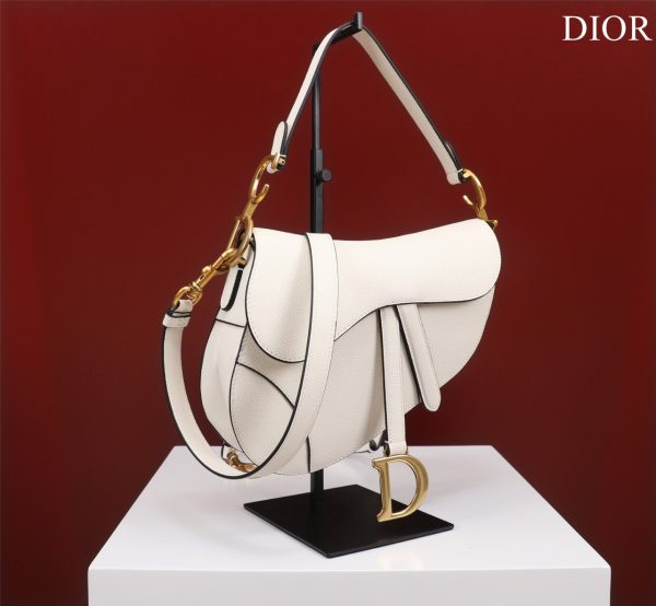 Dior Saddle With Strap Women Replica Handbags White 25cm