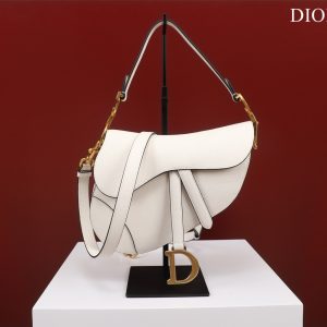 Dior Saddle With Strap Women Replica Handbags White 25cm