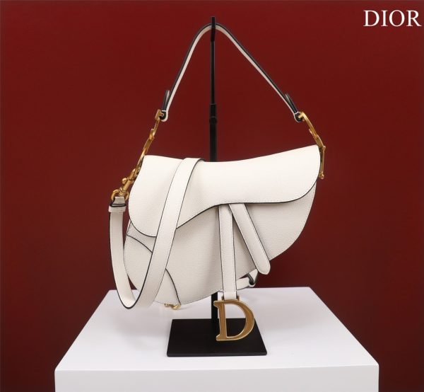 Dior Saddle With Strap Women Replica Handbags White 25cm