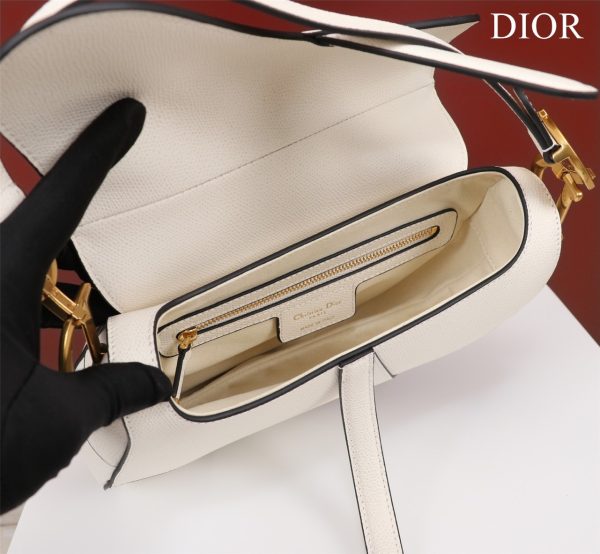 Dior Saddle With Strap Women Replica Handbags White 25cm