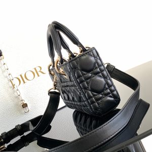 Dior Small Lady D-Joy Leather Black Replica Handbags 22cm