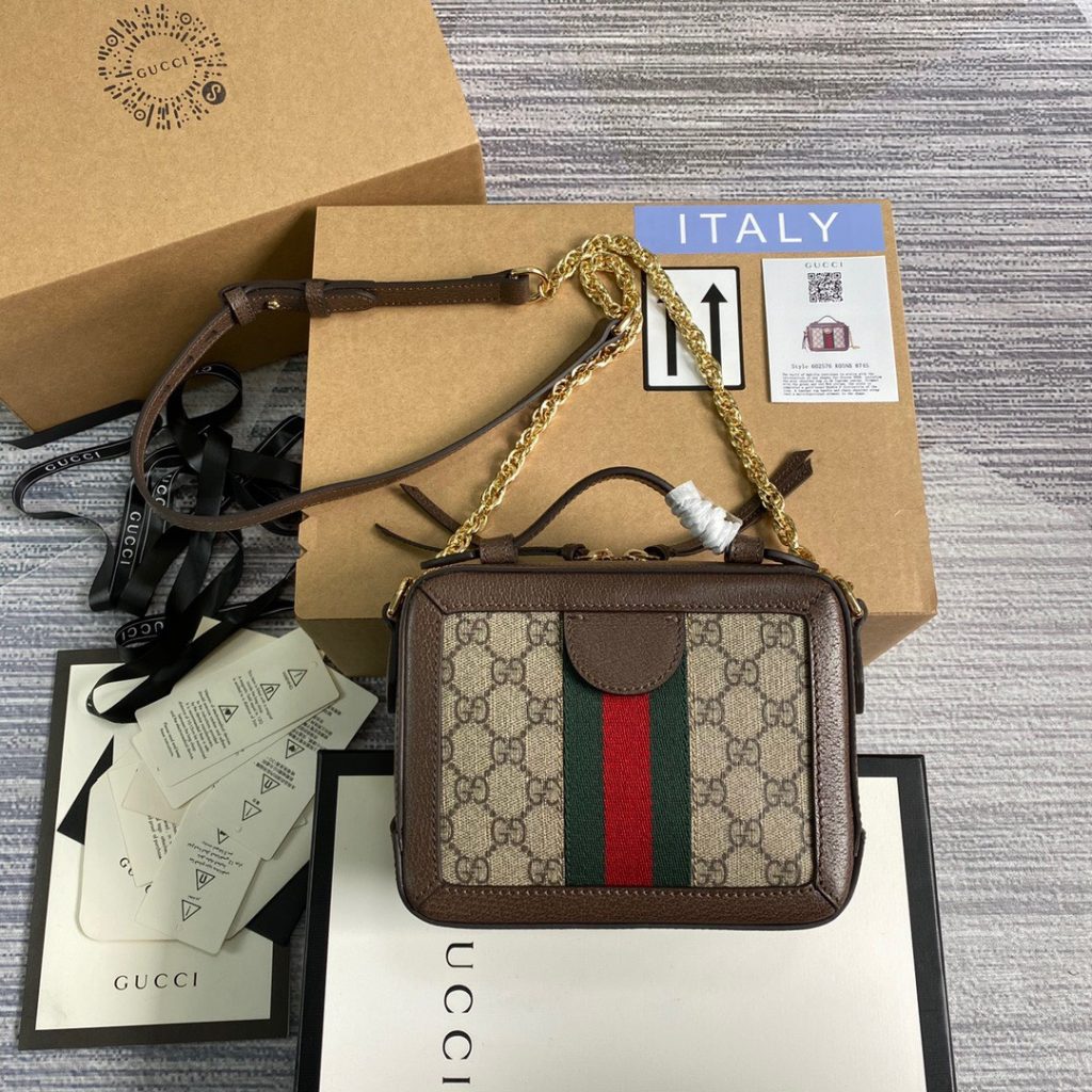 Gucci GG Ophidia Mini Women Brown Replica Bag 18.5cm 