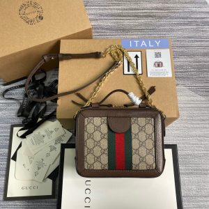 Gucci GG Ophidia Mini Women Brown Replica Bag 18.5cm
