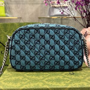 Gucci Small GG Marmont Blue Relipca Handbag 24cm