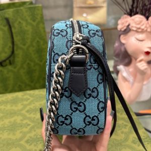 Gucci Small GG Marmont Blue Relipca Handbag 24cm