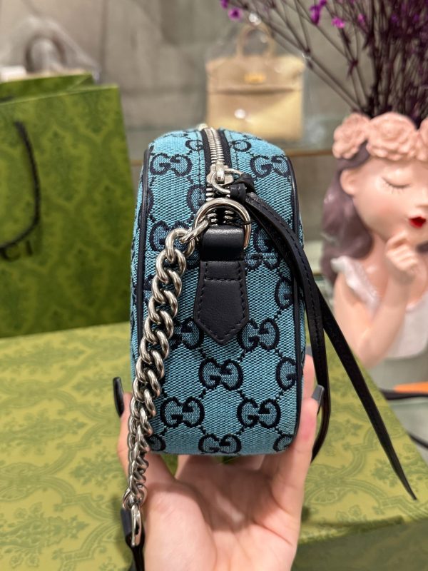 Gucci Small GG Marmont Blue Relipca Handbag 24cm