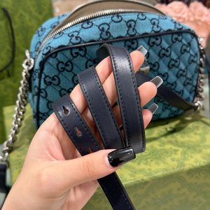 Gucci Small GG Marmont Blue Relipca Handbag 24cm