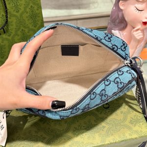 Gucci Small GG Marmont Blue Relipca Handbag 24cm