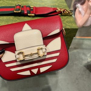 Gucci x Adidas Horsebit 1955 Replica Red Handbags 20cm