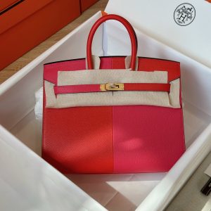 Hermes Birkin Epsom Mix Red Replica Handbags 25cm