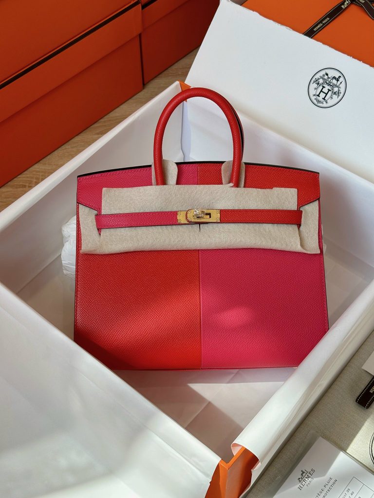 Hermes Birkin Epsom Mix Red Replica Handbags 25cm