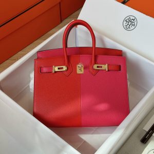 Hermes Birkin Epsom Mix Red Replica Handbags 25cm