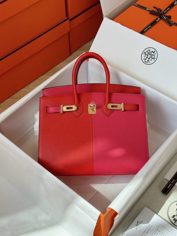 Hermes Birkin Epsom Mix Red Replica Handbags 25cm