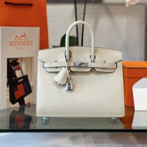 Hermes Birkin Epsom Women White Replica Handbags 25cm
