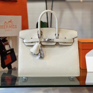 Hermes Birkin Epsom Women White Replica Handbags 25cm
